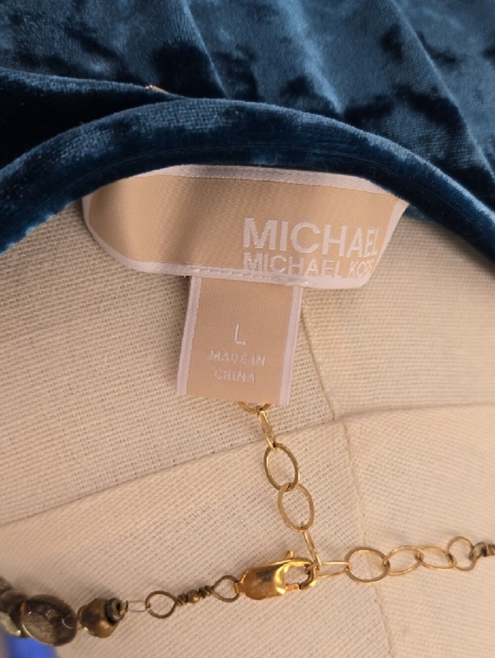 MICHAEL Michael Kors Crushed Velvet Long Sleeve Top - Teal Blue - Picture 2 of 5